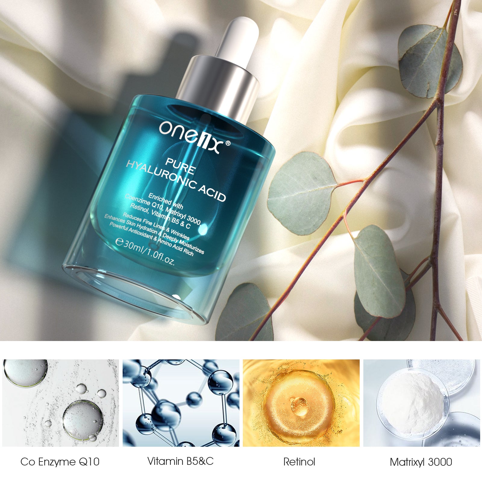 ONE1X Pure Hyaluronic Acid Face Serum, 30ml