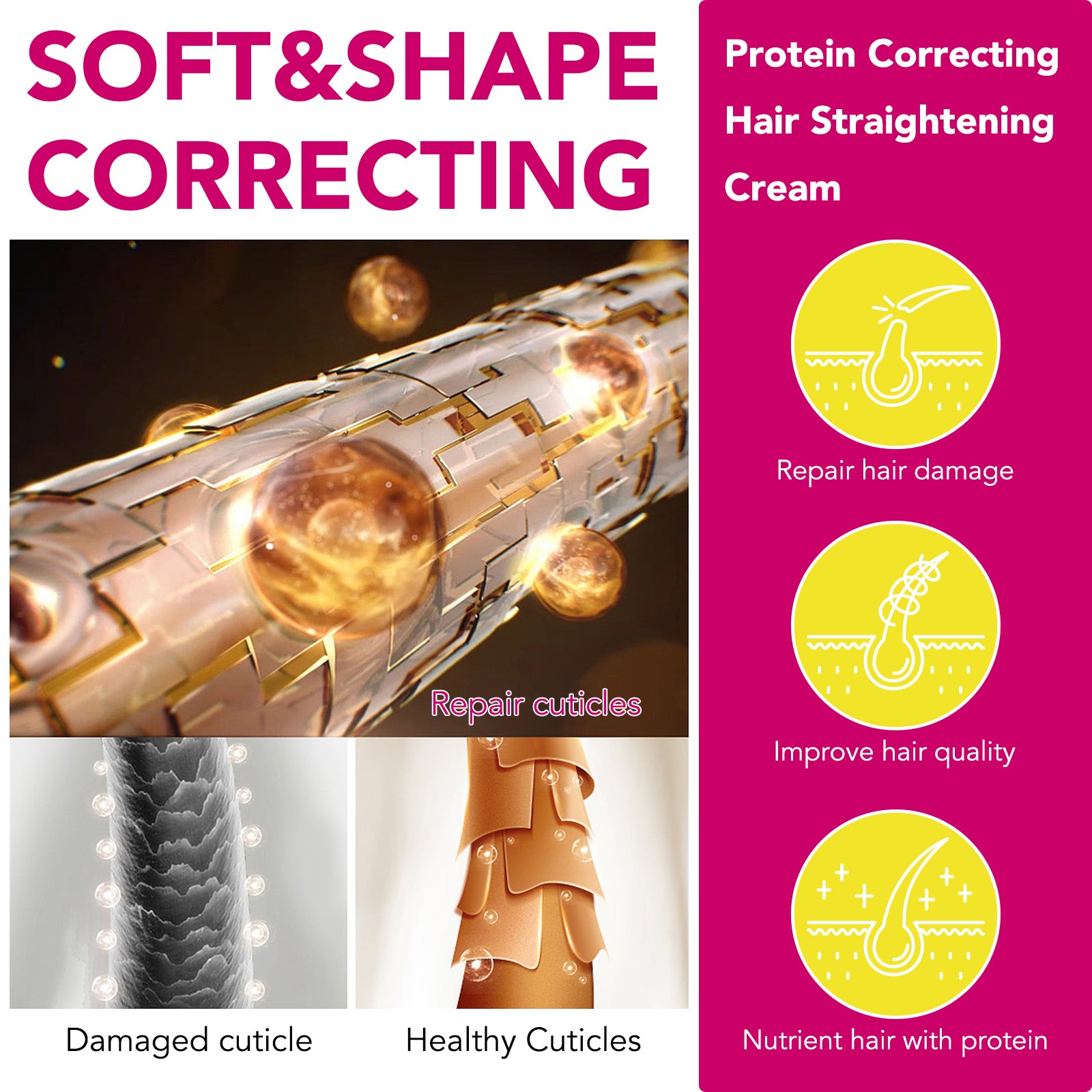 ELAIMEI Silk & Gloss Hair Straightening Cream, 60ml