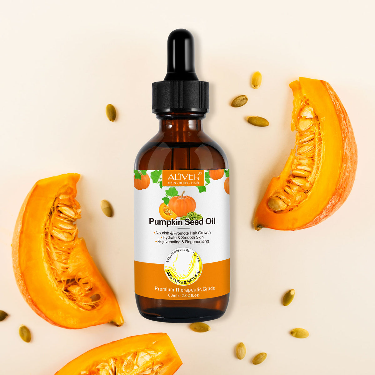 ALIVER Pure Pumpkin Seed Oil for Hair Growth, 60ml