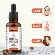 Elbbub Natural Argan Coconut Oil For Face Hair Skin Nails Reduces Wrinkles Improves Skin Moisturizer Great for Dry Scalp Split Ends Dry & Damaged Hair