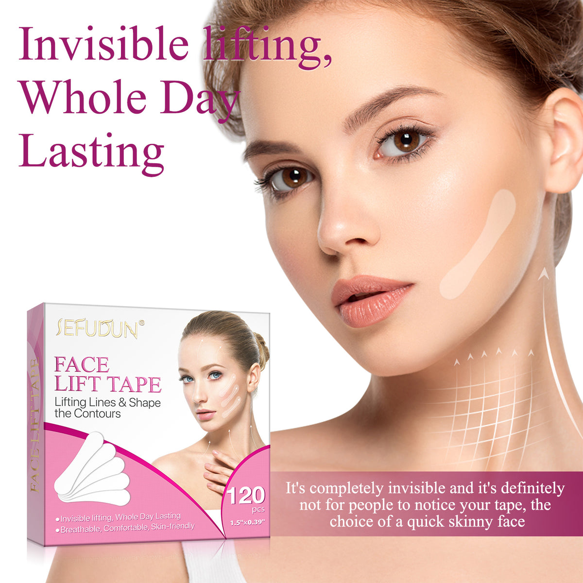 SEFUDUN Face Lift Tape, 120pcs