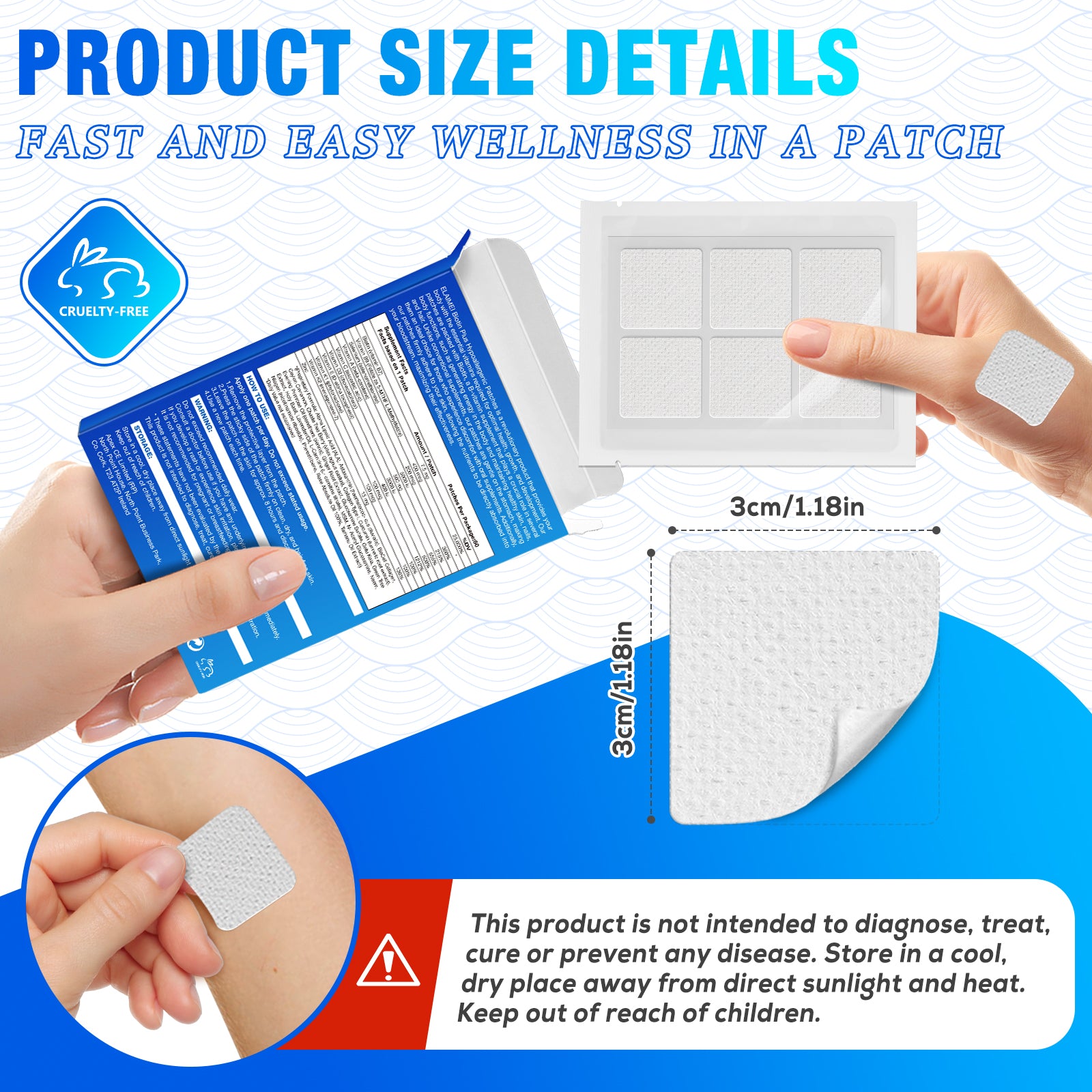 ELAIMEI Biotin Plus Vitamin Patches, 60pcs