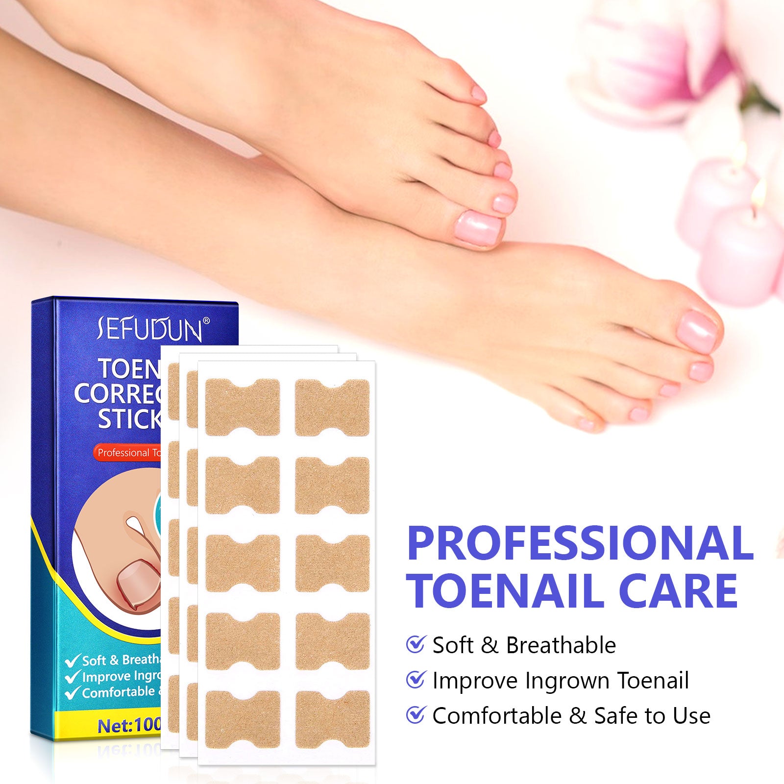 SEFUDUN Toenail Correction Stickers, pack of 100pcs