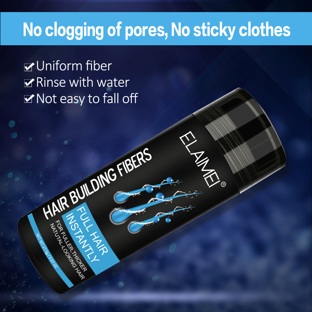 ELAIMEI Hair Loss Building Fibers, 27.5 g (Dark Brown)