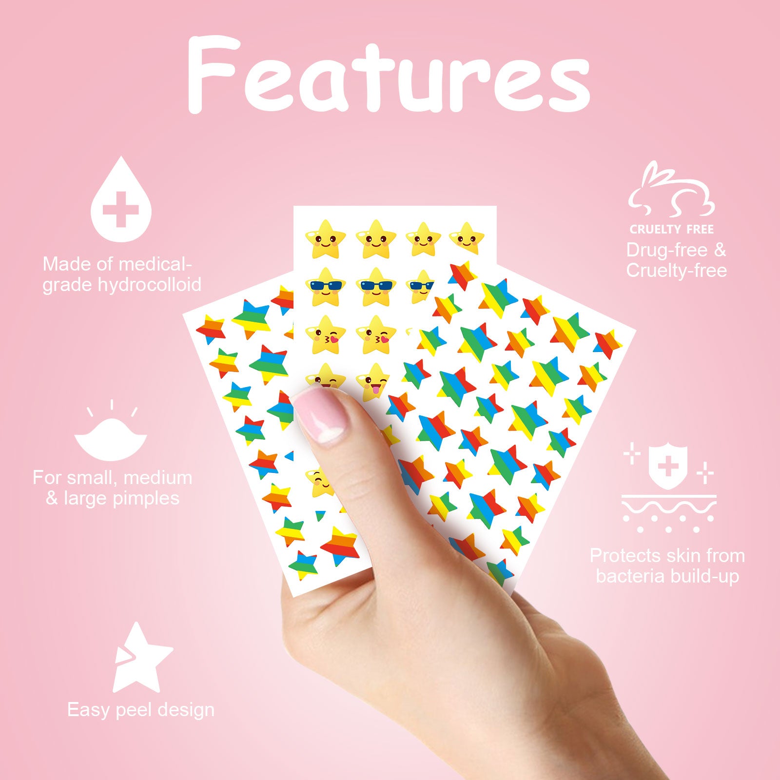 ELAIMEI Stars Hydrocolloid Pimple Patches, 96pcs