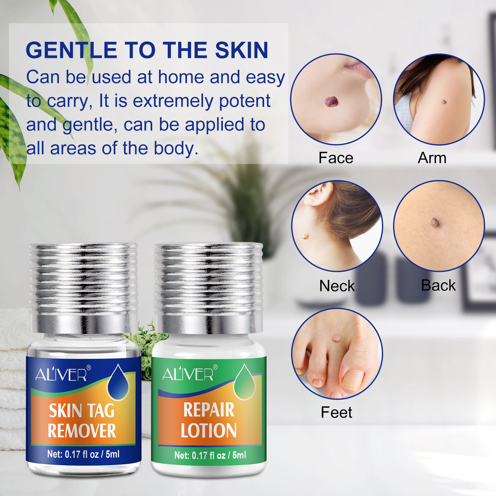 ALIVER 2in1 Effective Body Skin Tag Mole & Wart Removal Kit