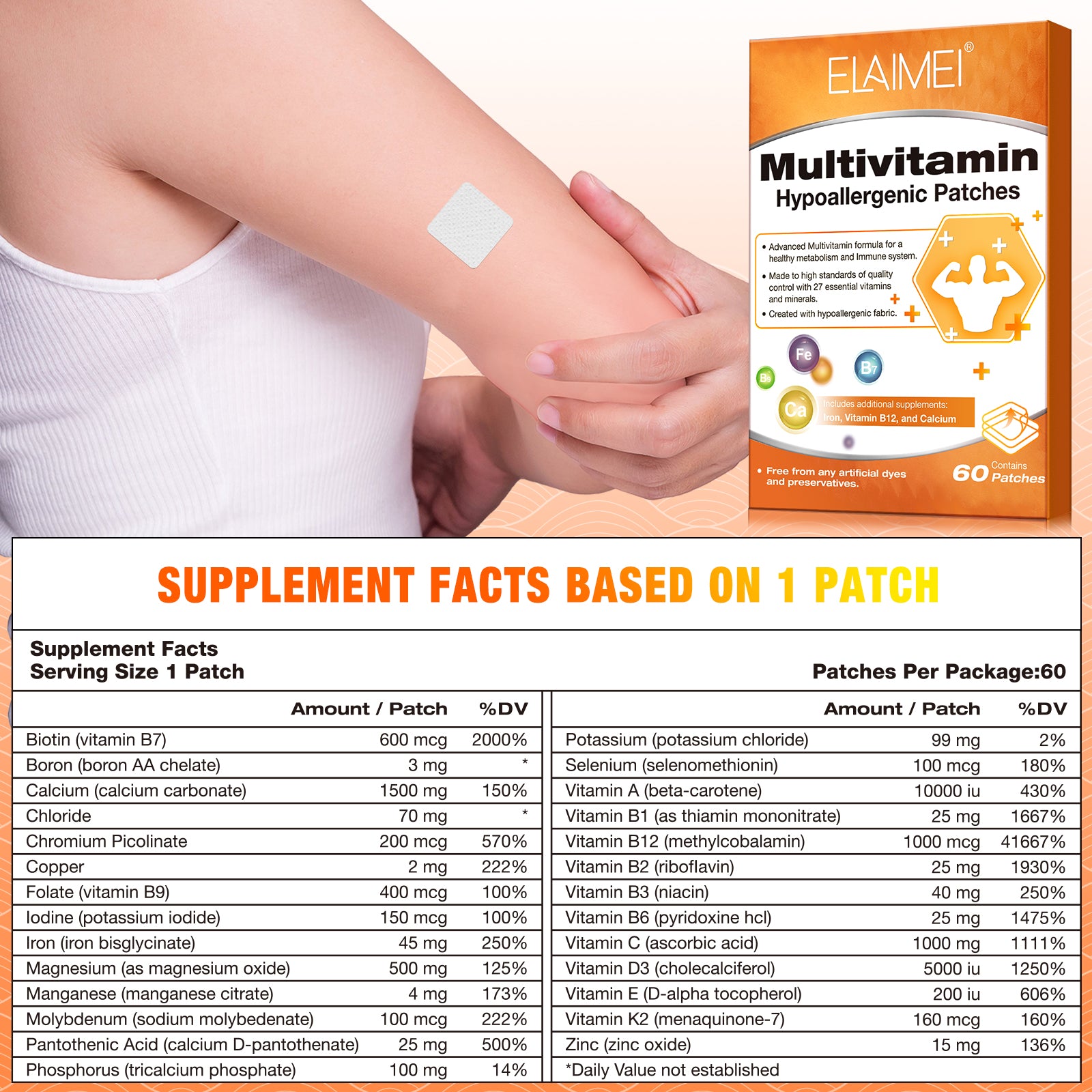 ELAIMEI Multivitamin Patches, 60pcs