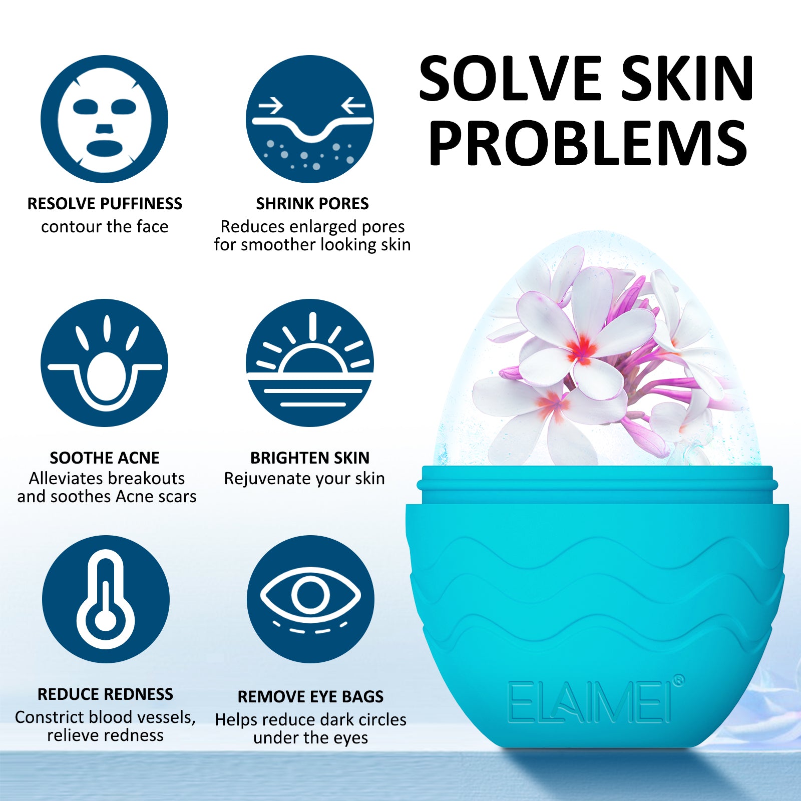 ELAIMEI Ice Roller Facial Cube Massager, Blue