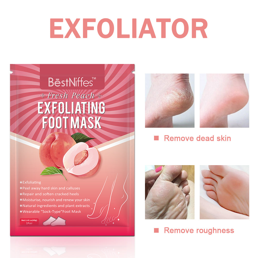BestNiffes Exfoliating Foot Peel Mask, Fresh Peach