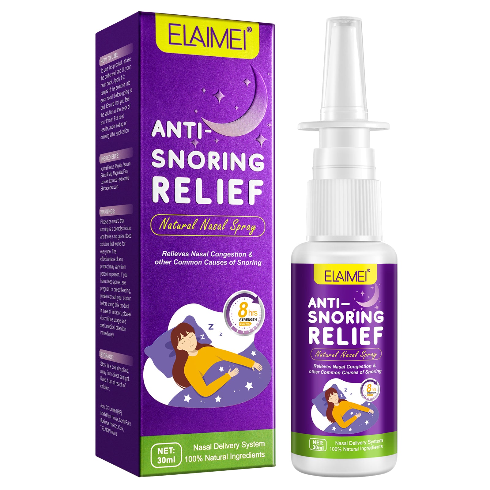 ELAIMEI Natural Anti Snoring Nasal Spray, 30ml