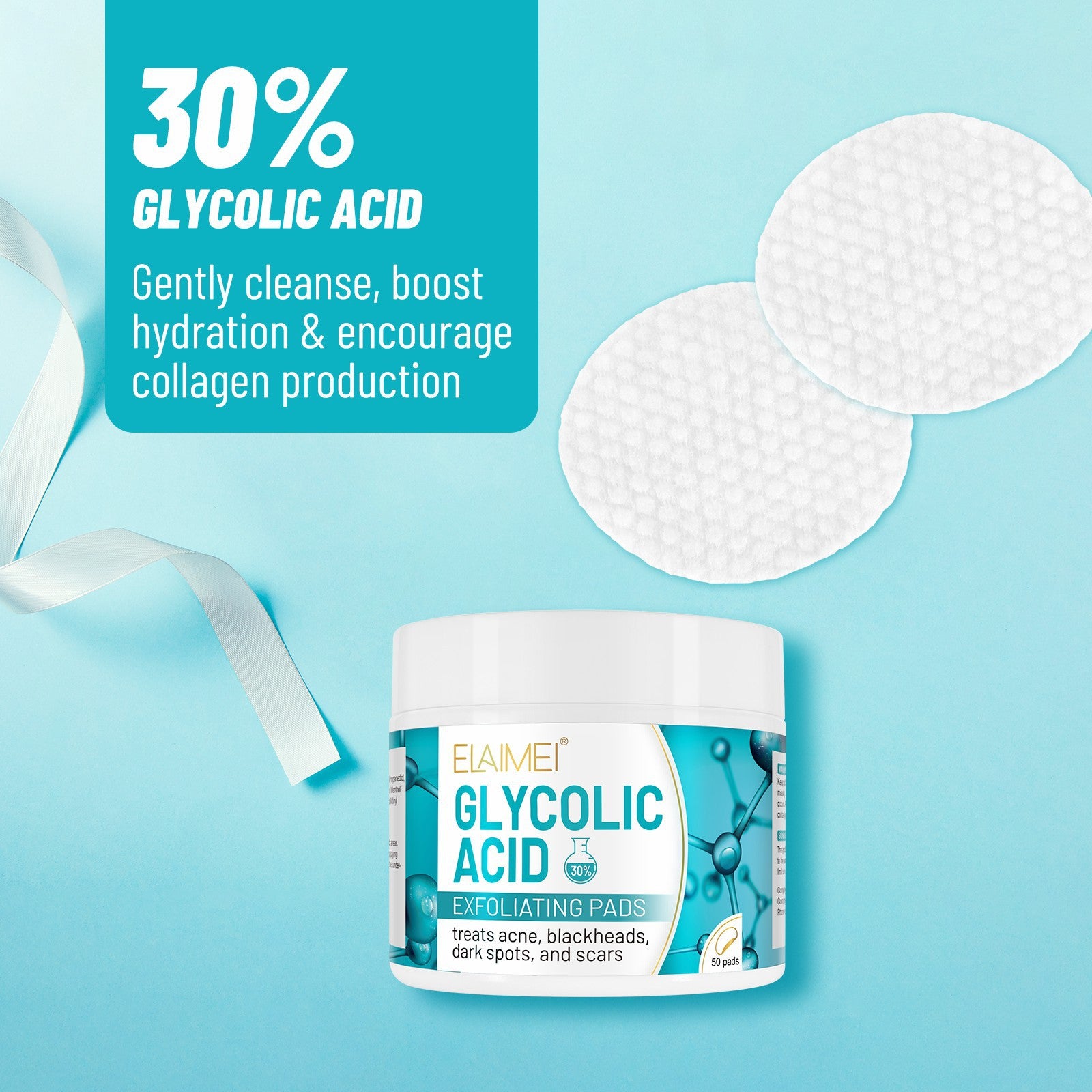 Elaimei Glycolic Acid AHA Chemical Peel Pads for Facial Skin