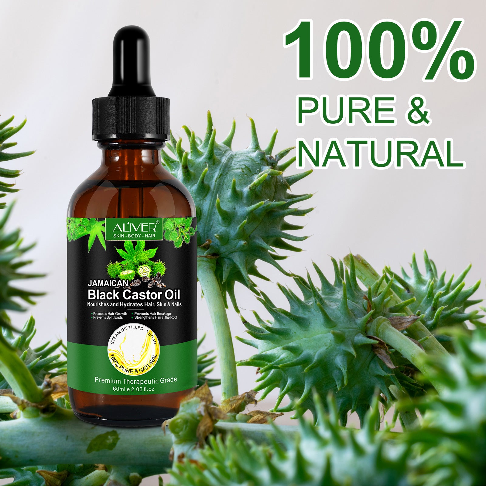 ALIVER Jamaican Black Castor Oil for Hair Growth, 60ml