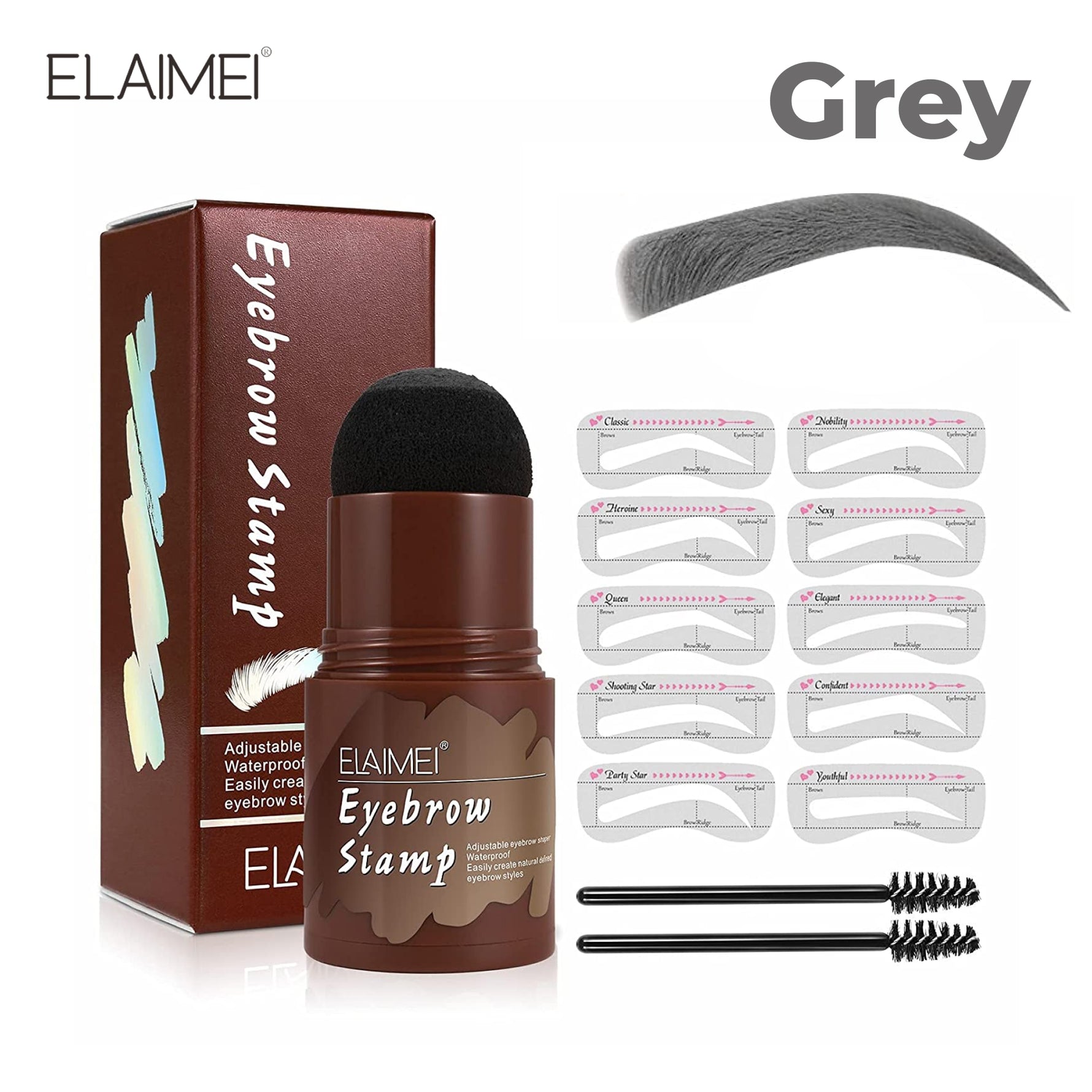 ELAIMEI Eyebrow Stencil Kit, GREY