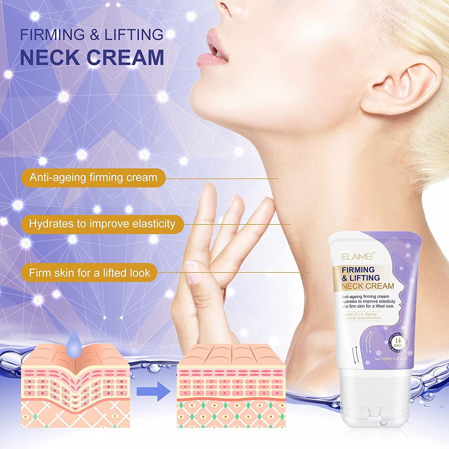 ELAIMEI Anti Wrinkle Firming Neck Cream, 120ml
