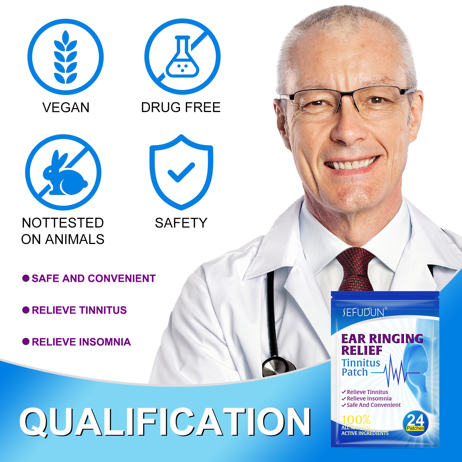 SEFUDUN Ear Ringing Relieving Patches, 24pcs