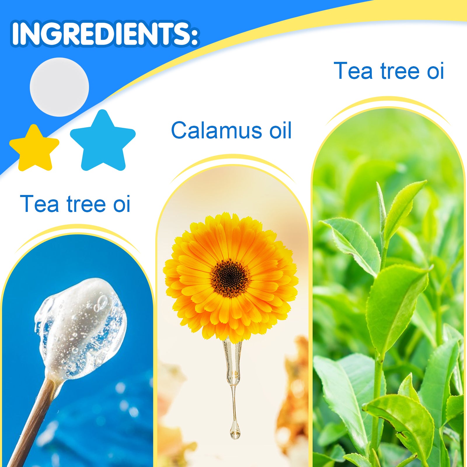 ELAIMEI Stars + Round Pimple Patches, pack of 126pcs (yellow, blue)