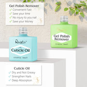 Reviglam Gel Nail Polish Remover and Cuticle Oil Manicure Kit Soak Off Fast Moisturizer Instant Nails Strength Easy to Use