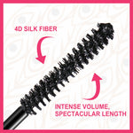 ELAIMEI Black 4D Silk Fiber Eyelash Mascara, Waterproof Makeup 10ml