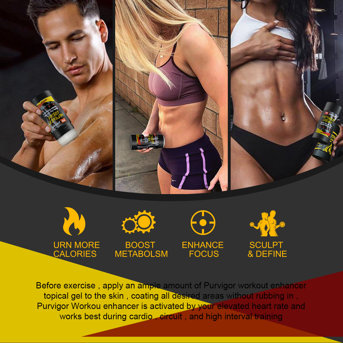 PURVIGOR Slimming Cream Hot Sweat Gel Workout Enhancer Weight Loss and Fat Burning for Belly Anti Cellulite Massage & Muscle