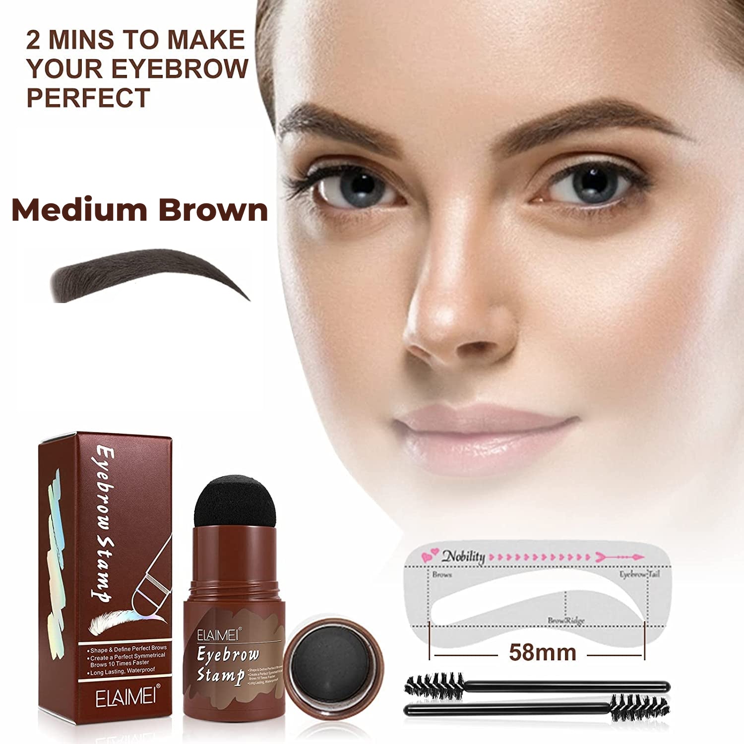 ELAIMEI Medium Brown Eyebrow Stencil Kit