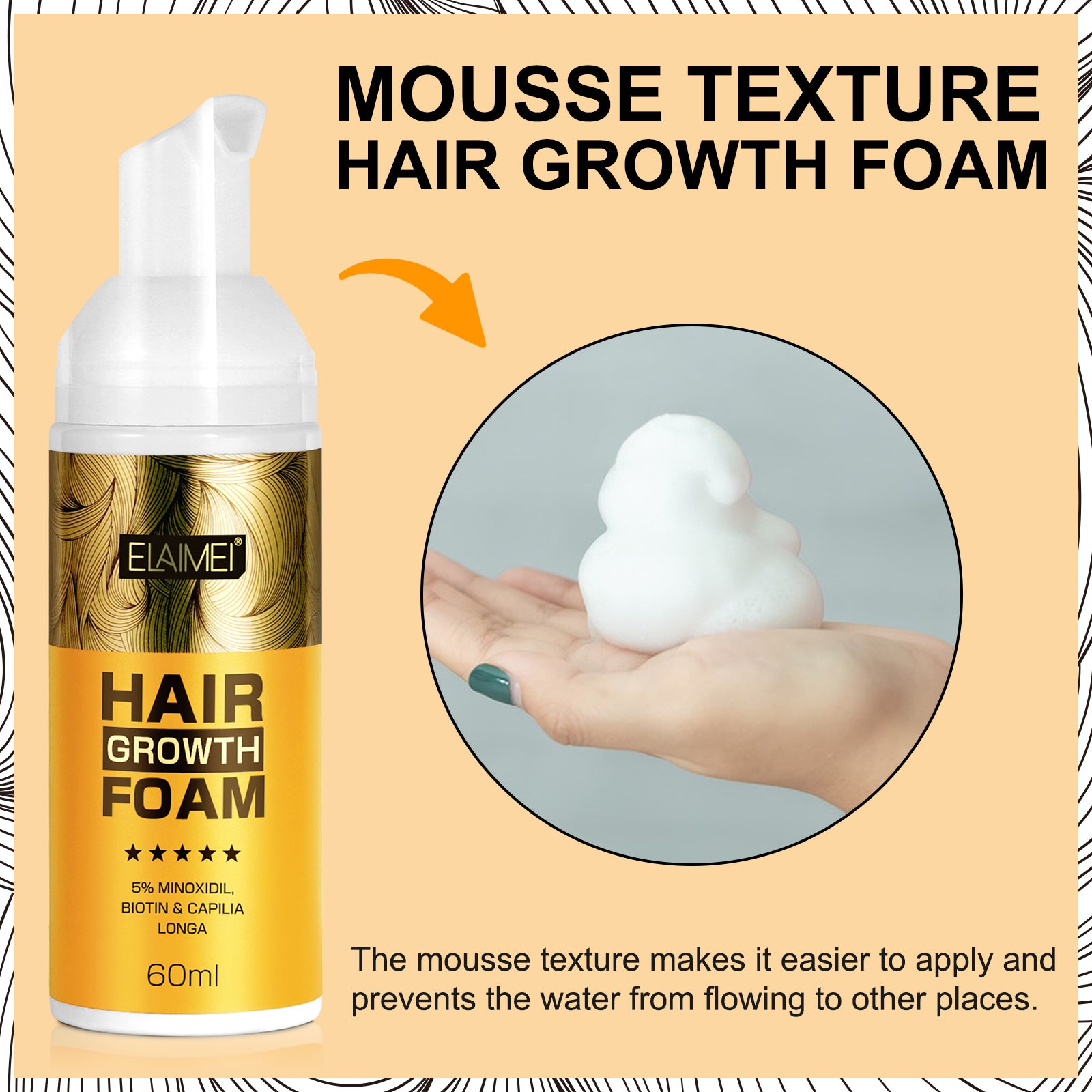 ELAIMEI Hair Regrowth Foam, 60ml
