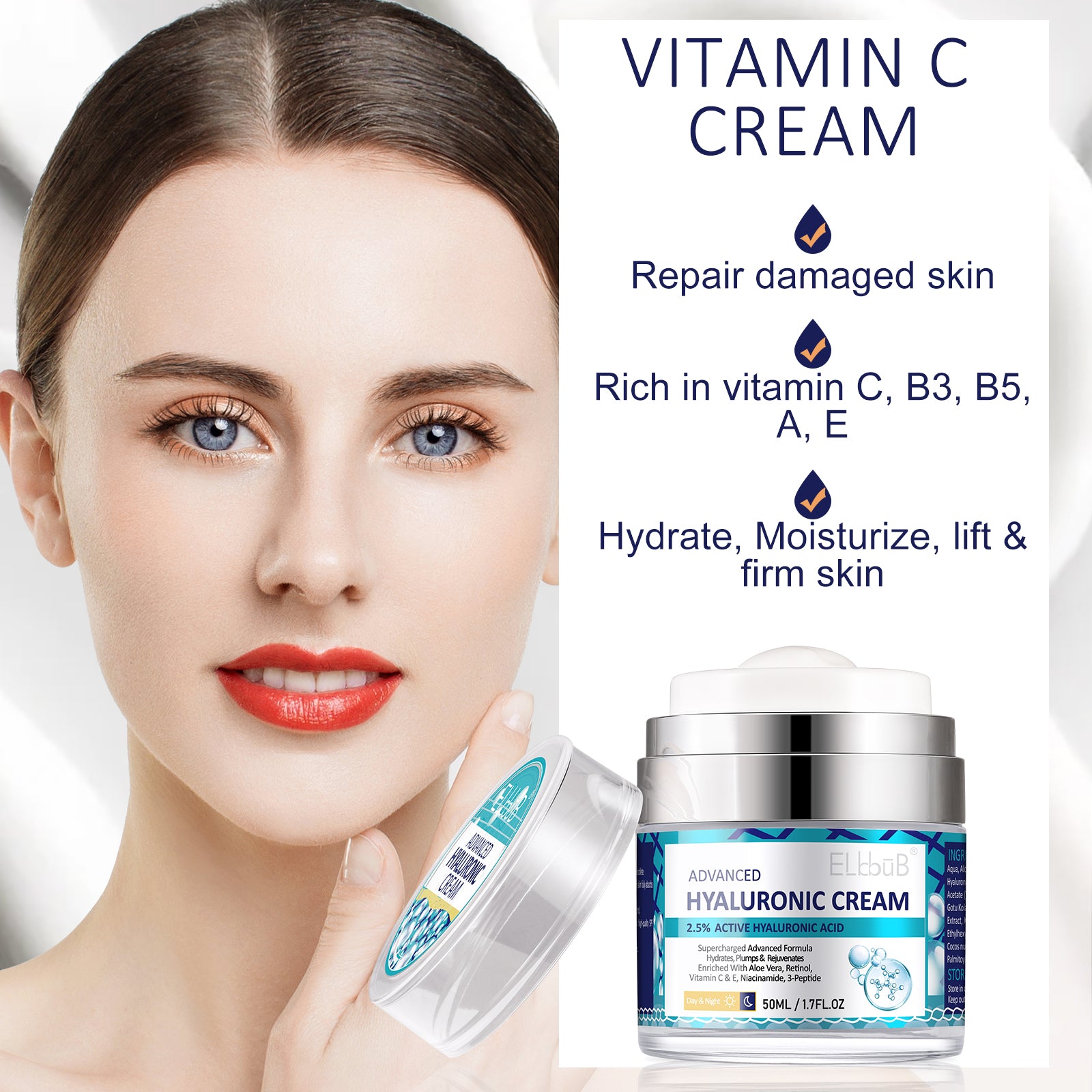 ELBBUB Advanced 2.5% Hyaluronic Acid Cream, 50ml