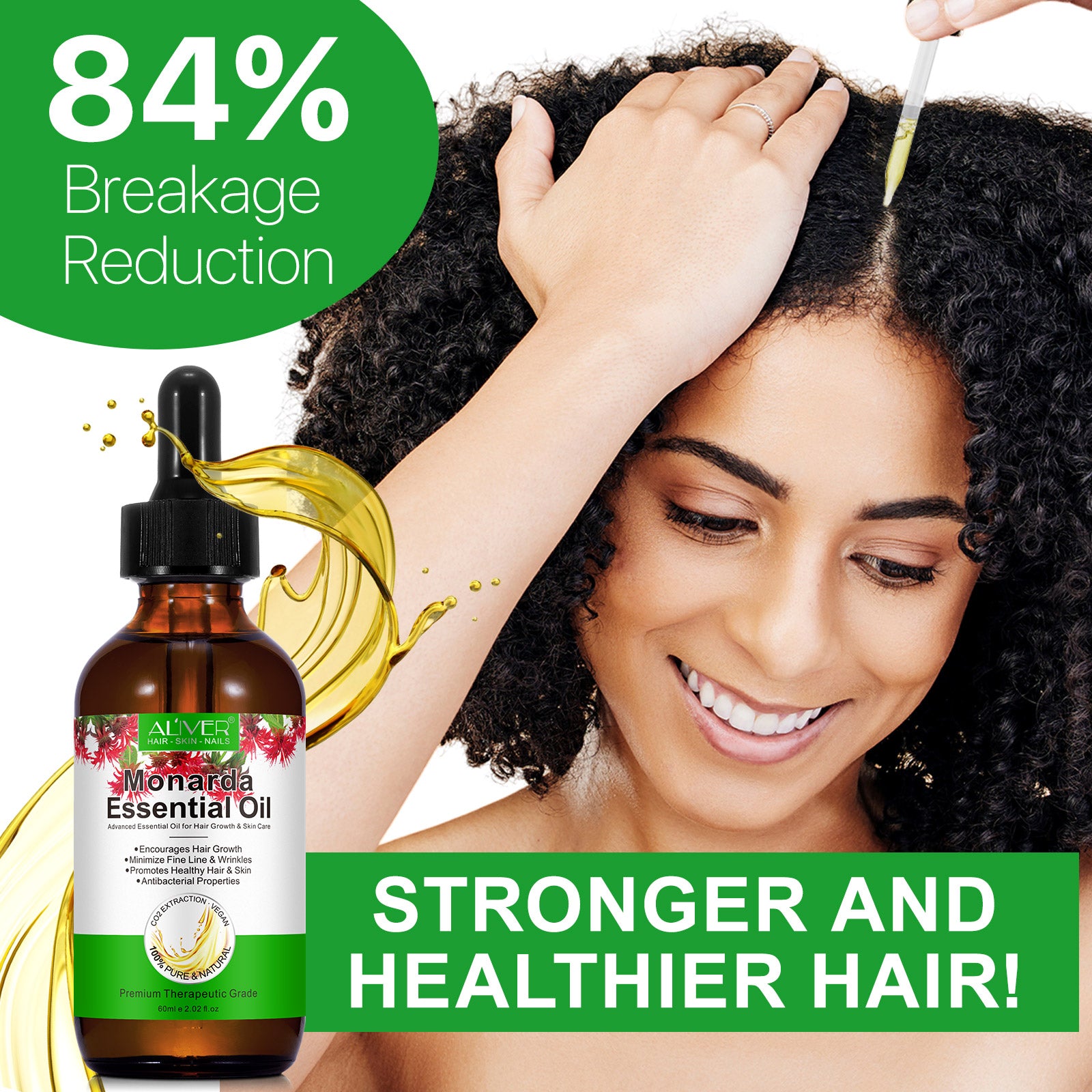 ALIVER Natural Monarda Essential Oil for Hair Growth, 60ml