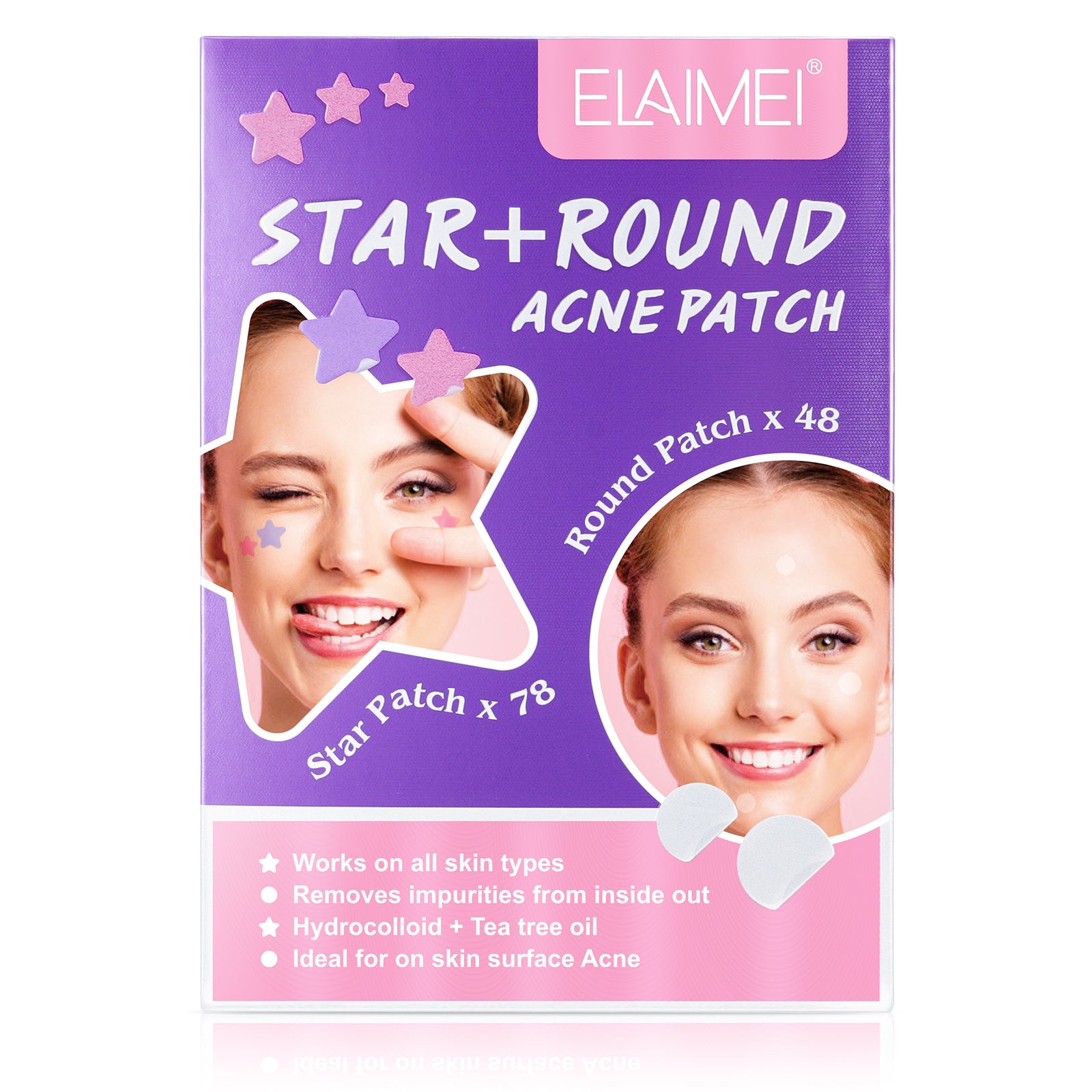 ELAIMEI Stars + Round Pimple Patches, pack of 126pcs