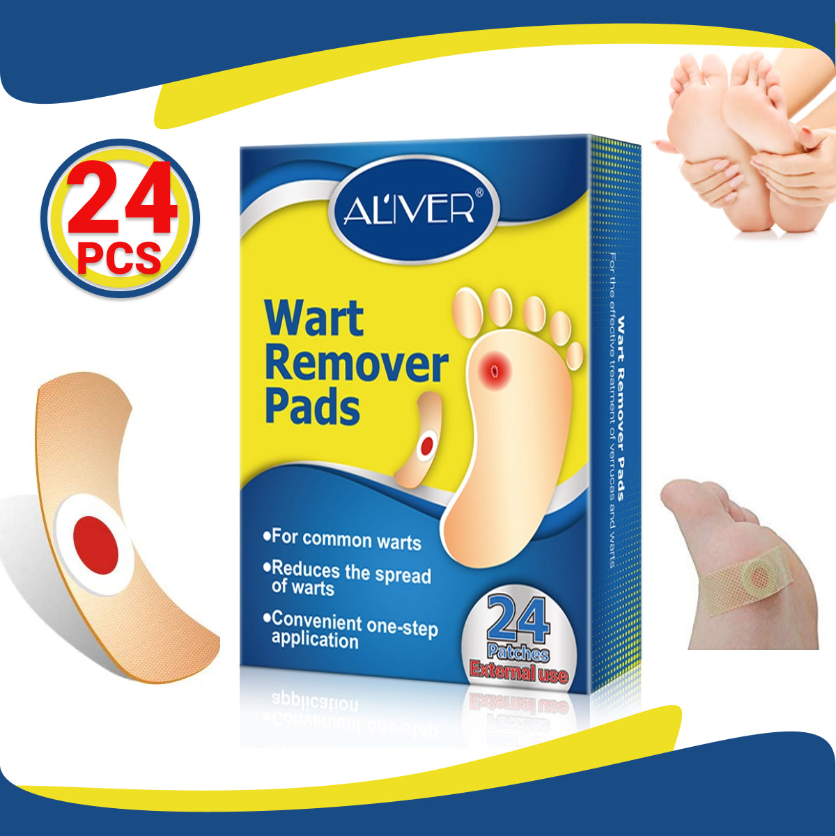 Aliver Foot Corn Wart Remover Pads 24pcs Plasters