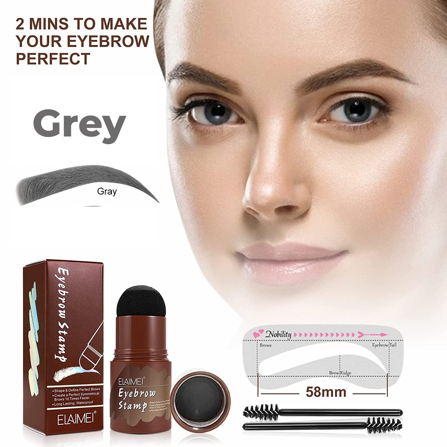 ELAIMEI Eyebrow Stencil Kit, GREY