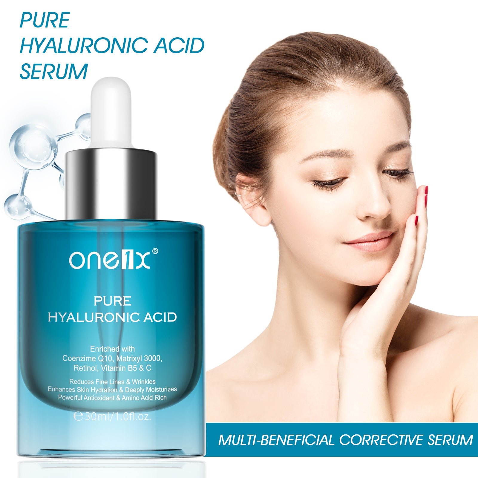 ONE1X Pure Hyaluronic Acid Face Serum, 30ml