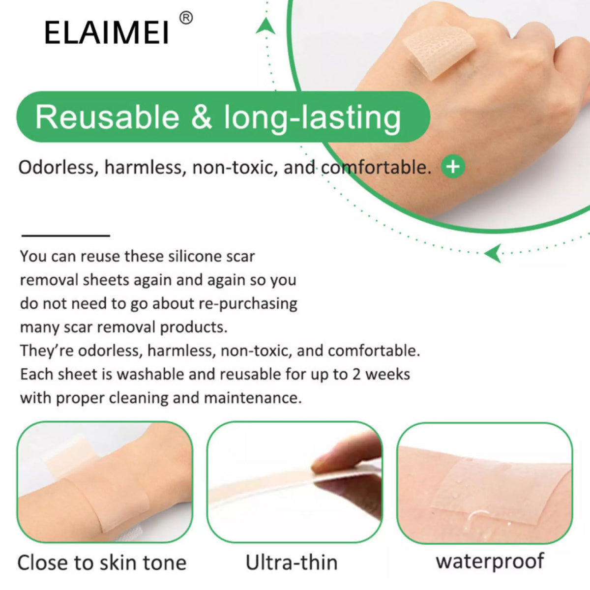 Elaimei Silicone Sheets for Scar Removal