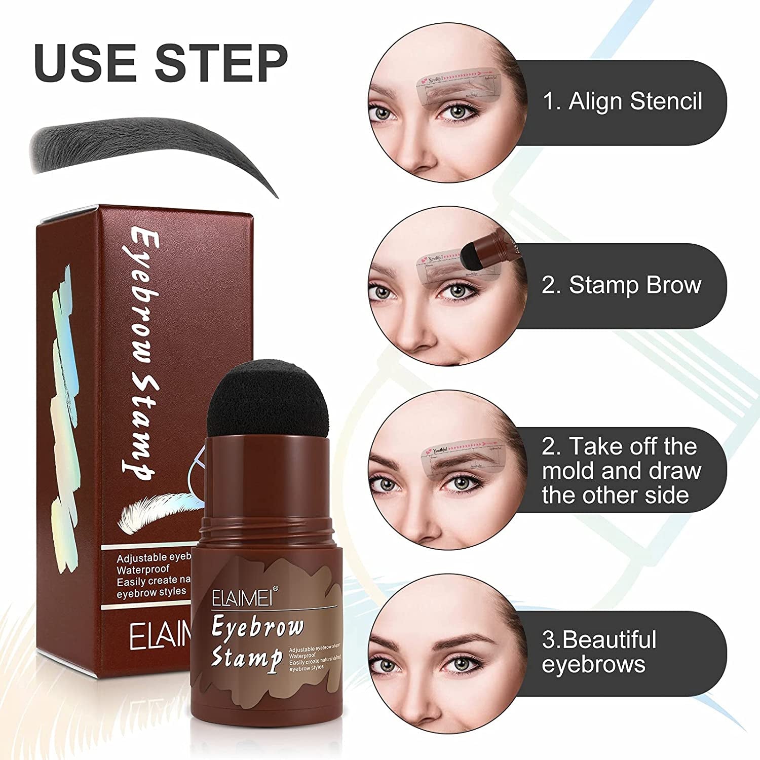ELAIMEI Medium Brown Eyebrow Stencil Kit