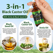 ALIVER Natural 3-in-1 Black Castor Oil with Amla & Black Seed Oil, 60ml