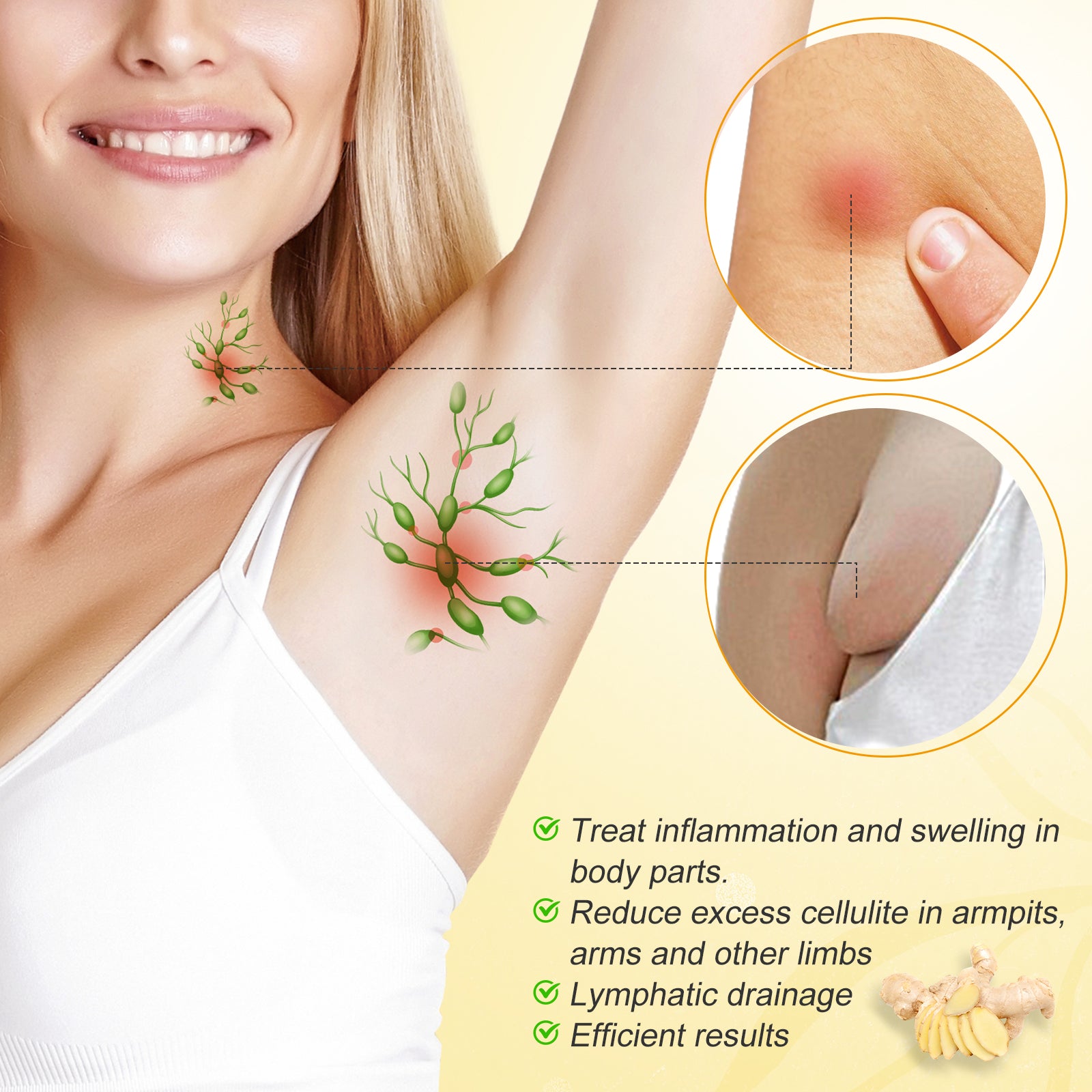 ELAIMEI Lymphatic Drainage Herbal Shower Gel, 30ml X 3 (Ginger)