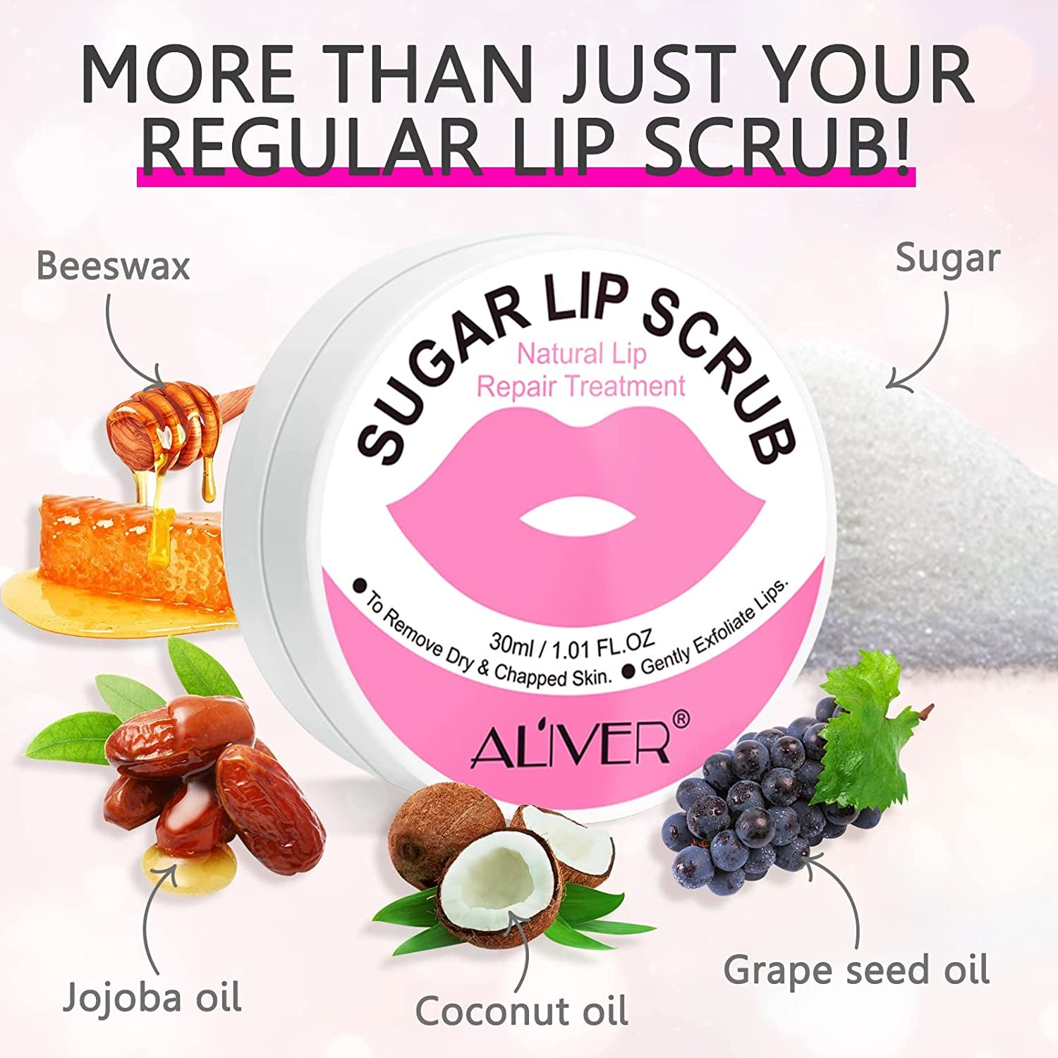 ALIVER Exfoliating Sugar Lip Scrub, 30ml