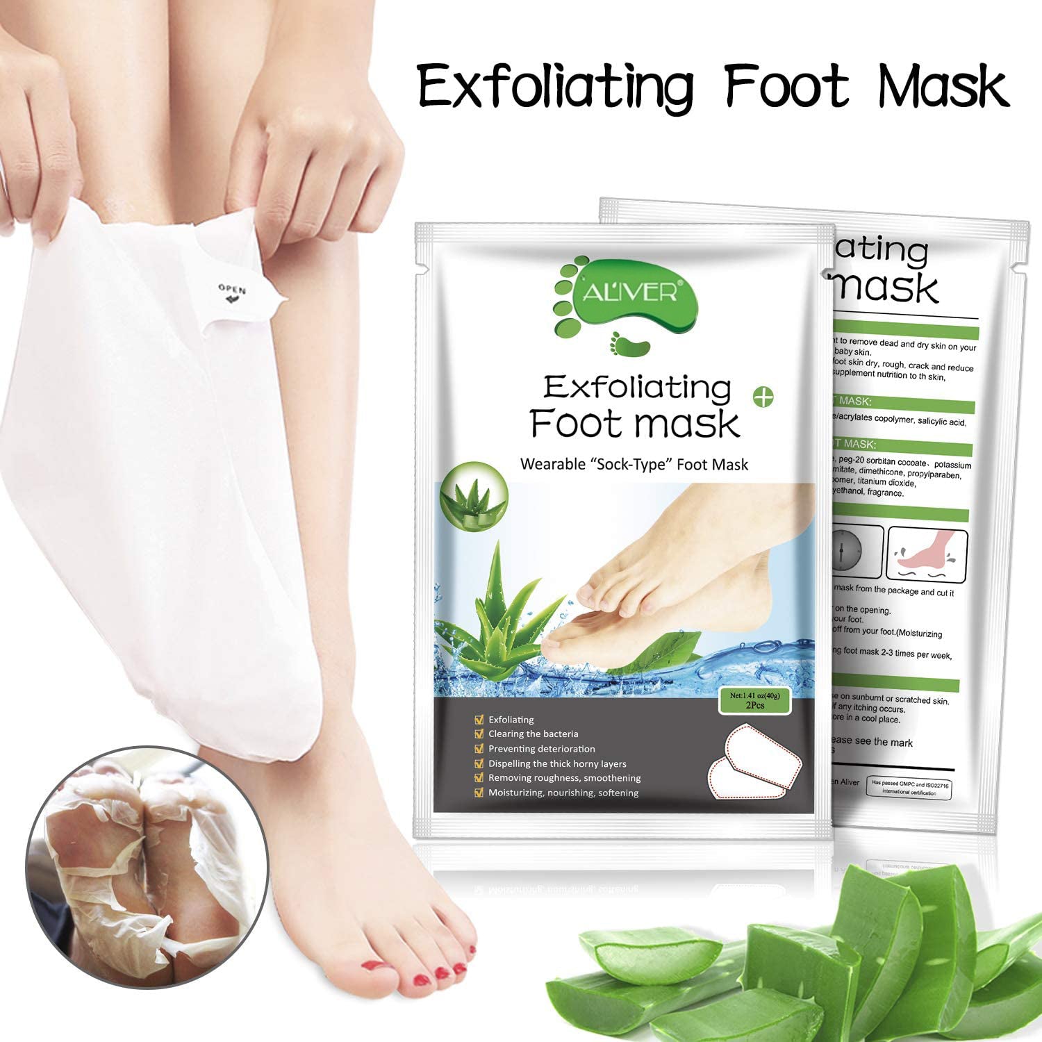 Aliver Aloe Soft Foot Peel Mask for Feet Dead Skin Remover
