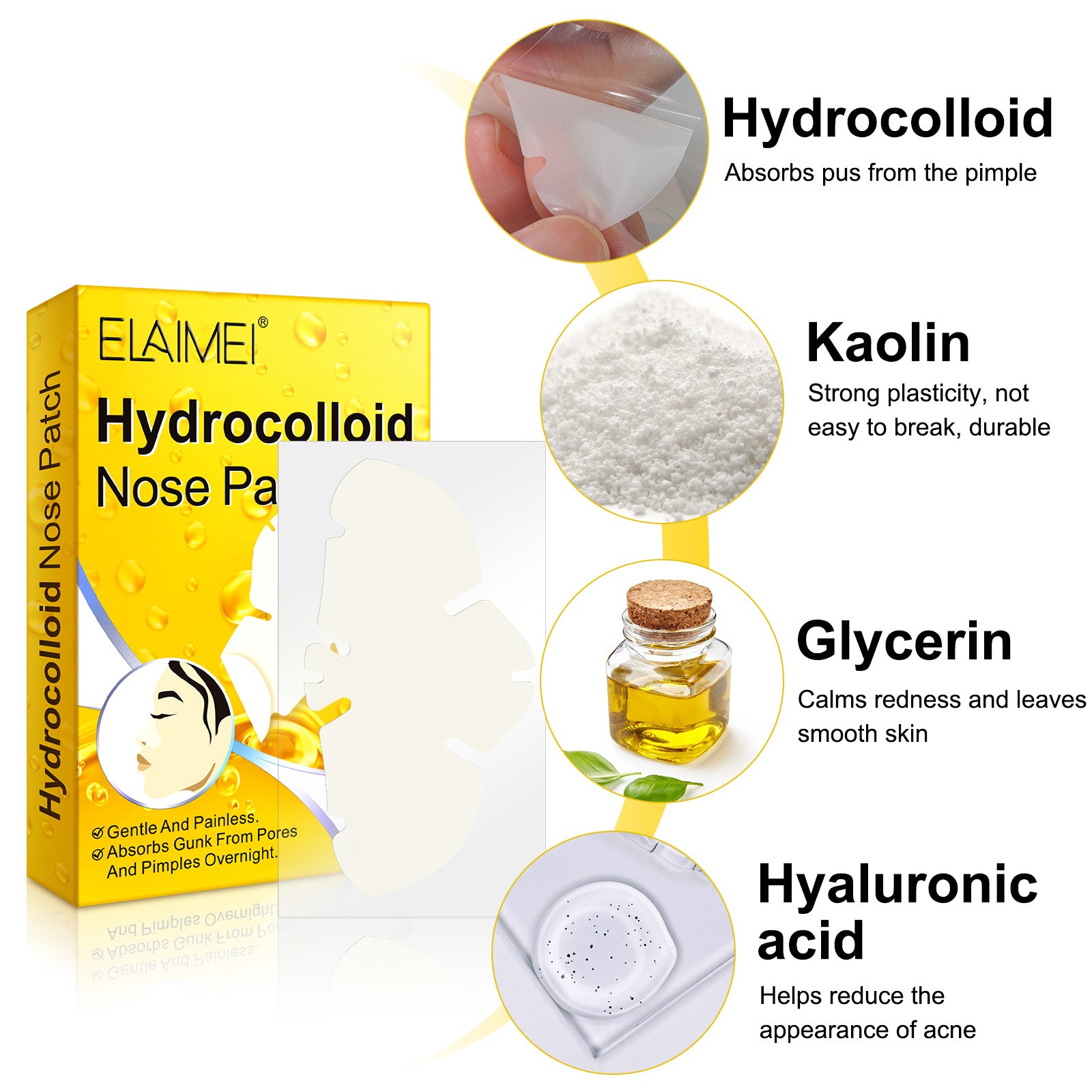 ELAIMEI Nose Pimple Patches, 12pcs