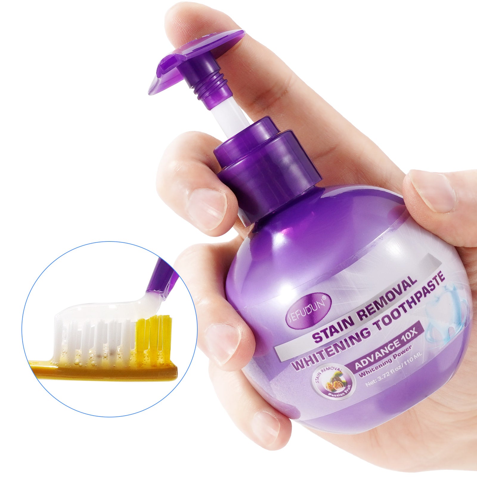 SEFUDUN Stain Removal Whitening ToothPaste, 110ml (Passion Fruit)