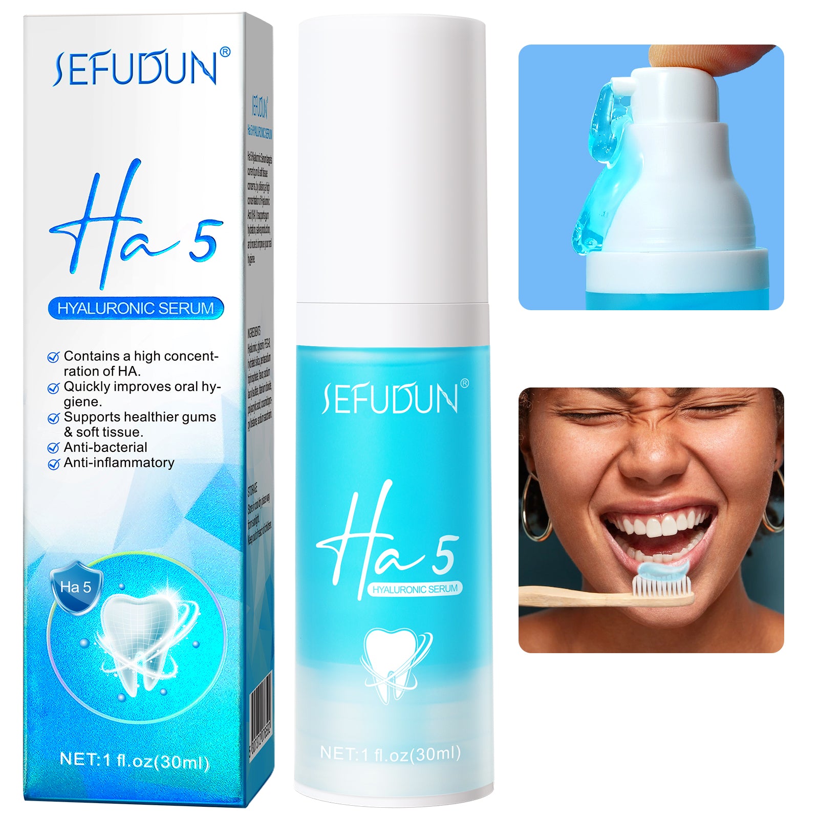 SEFUDUN Ha5 Hyaluronic Serum Foam ToothPaste, 30ml