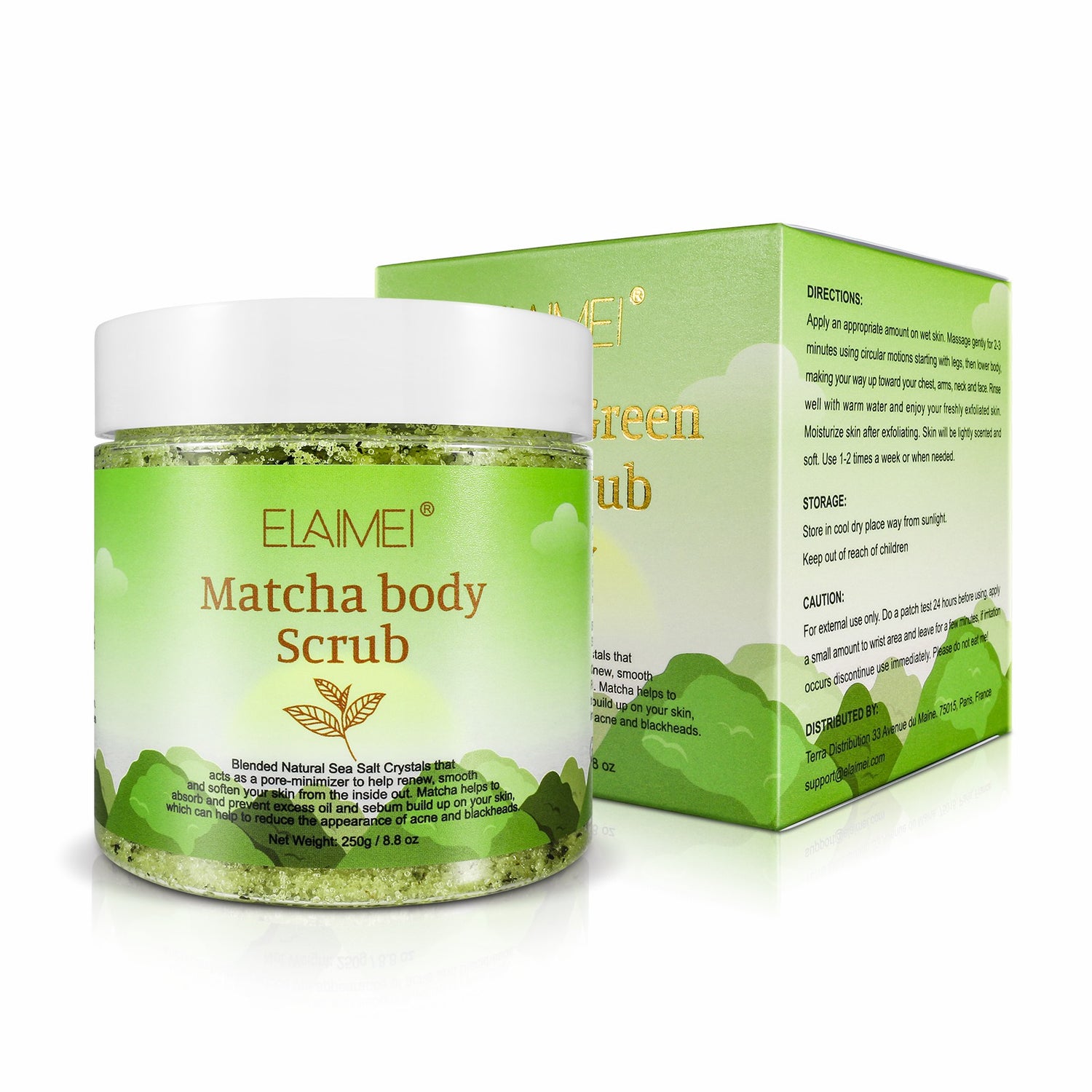 ELAIMEI Exfoliating Matcha Body Scrub, 250g