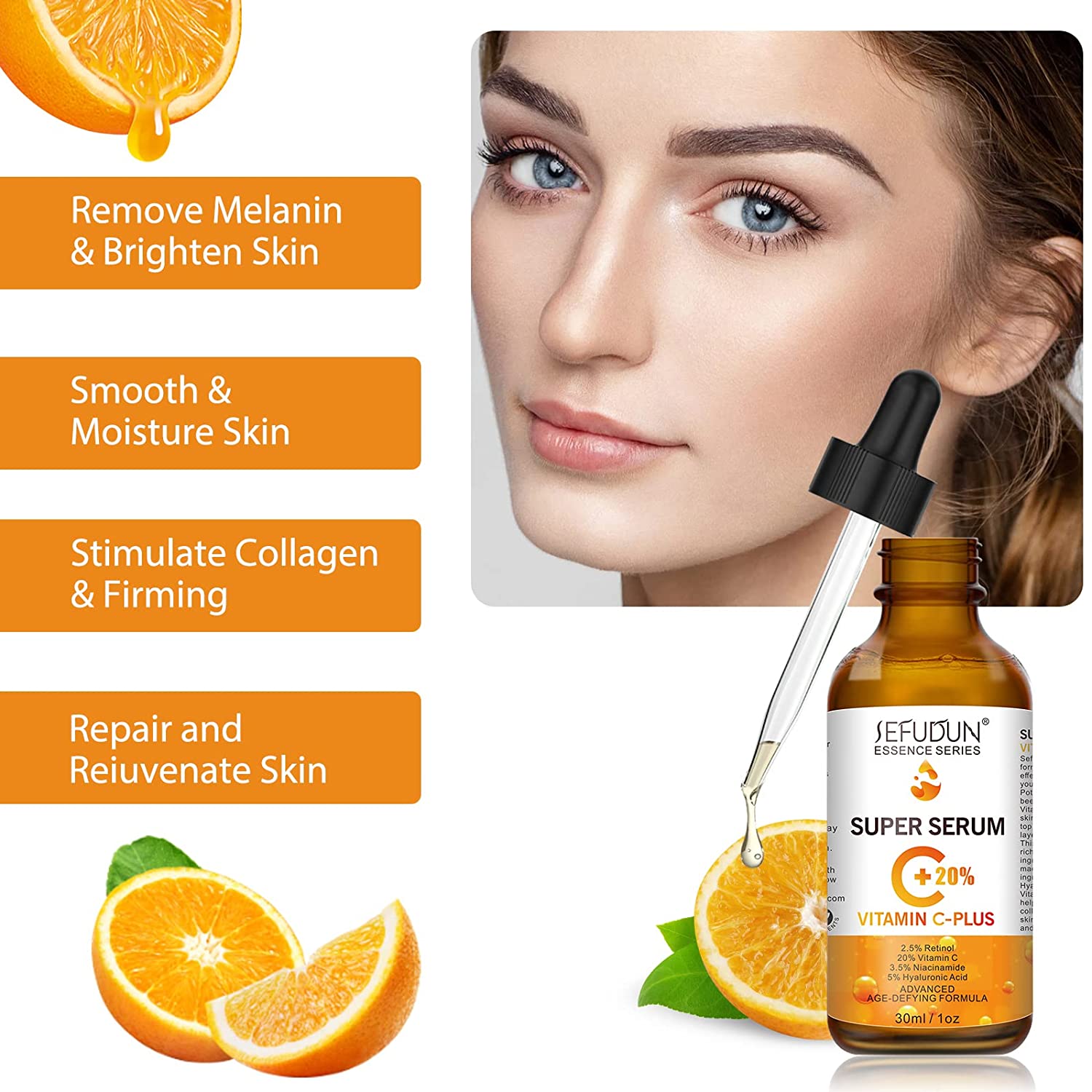 Sefudun 20% Vitamin C Face Serum, 30ml