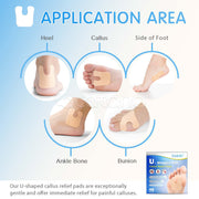 ELAIMEI U-Shaped Felt Callus Pads for Feet Pain Relief & Foot Protection, pack of 48pcs