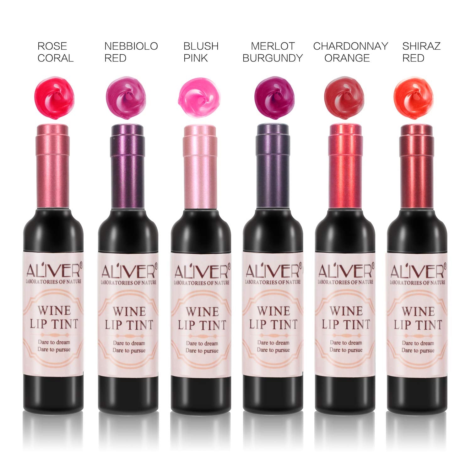 Aliver Lip Tint Gloss Wine Bottle Style Stain Lipstick 6 Colors Set