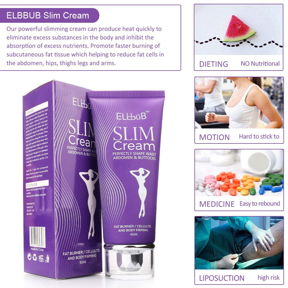 Elbbub Slimming Cream Fat Burner Weight Loss Cellulite Remover Body Firming Shaping Slim Thighs Legs Abdomen Arms Buttocks