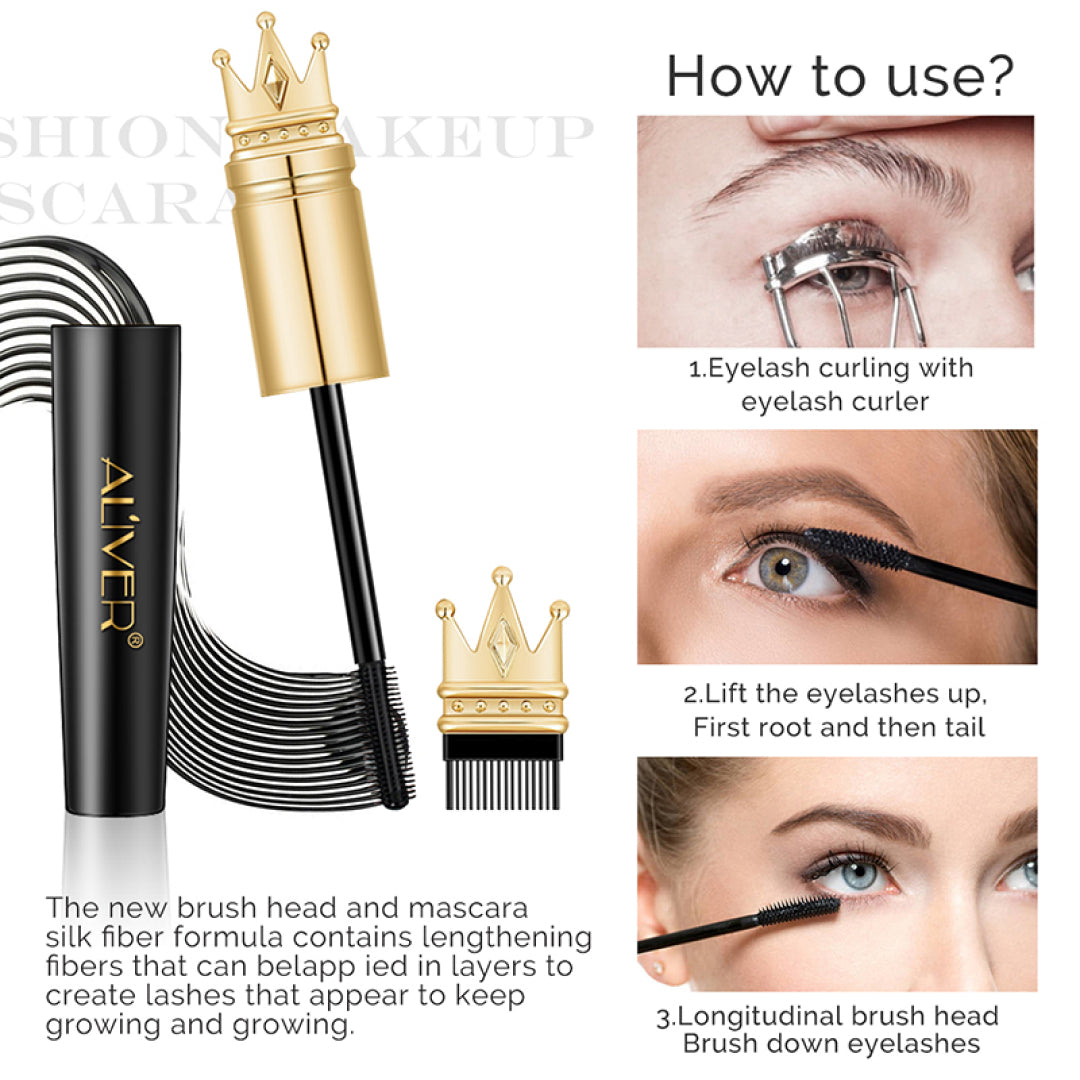 ALIVER Waterproof 4D Eyelash Volume Mascara, Black