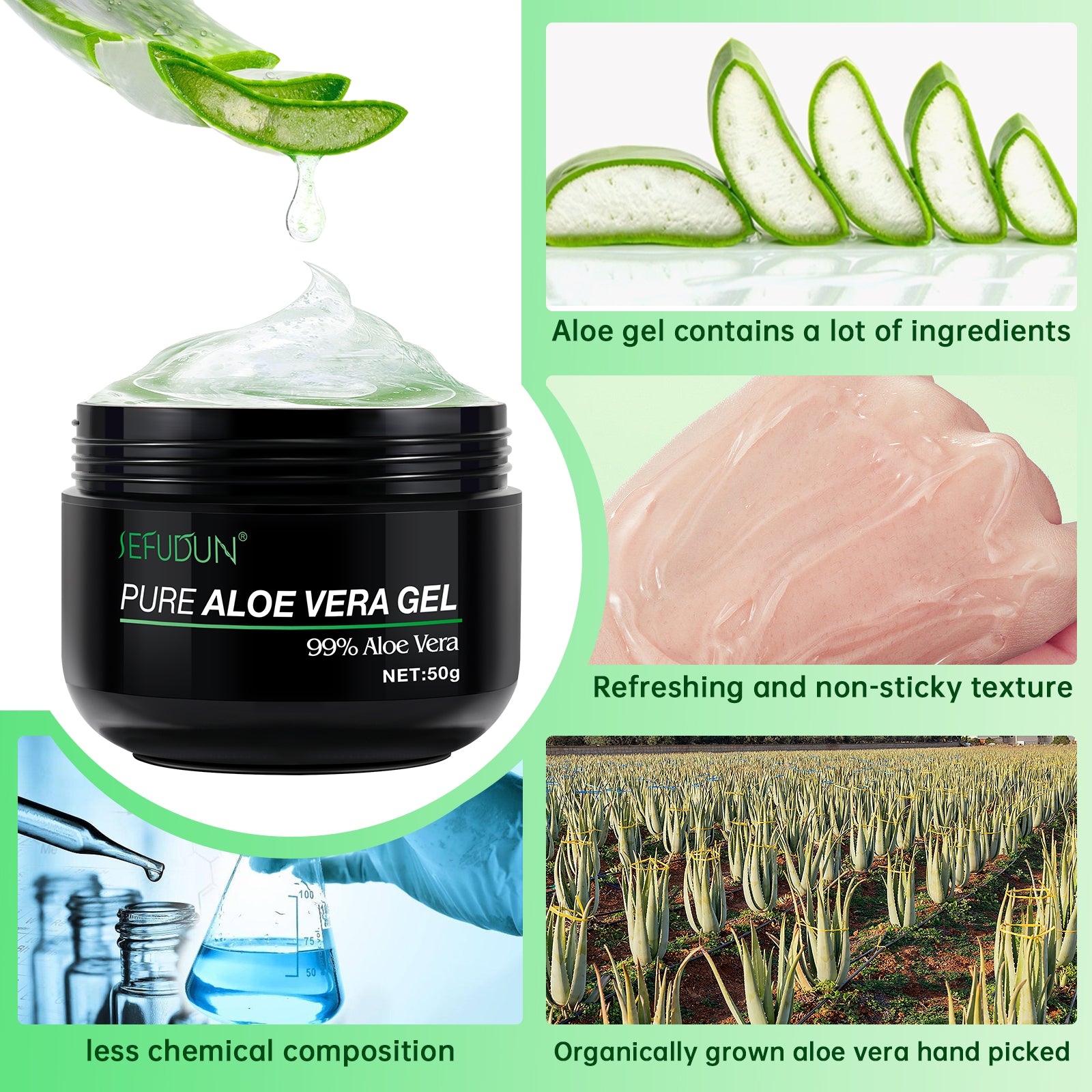 SEFUDUN Pure Aloe Vera Gel, 50g