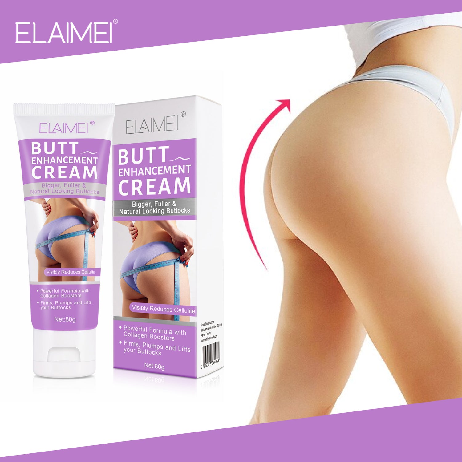 ELAIMEI Butt Enhancer Firming Cream, 80g