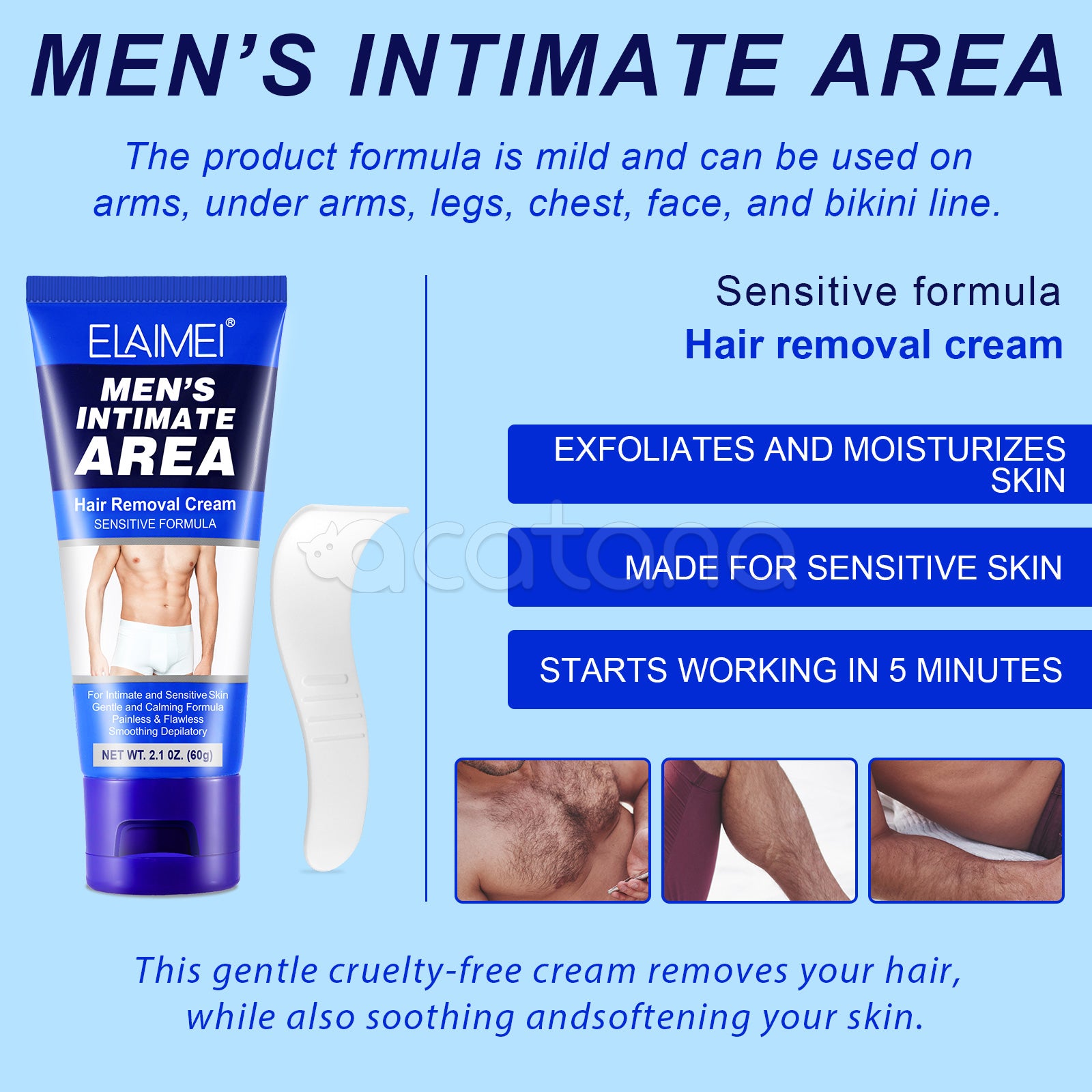 ELAIMEI Body Hair Removal Cream for Men, 60g