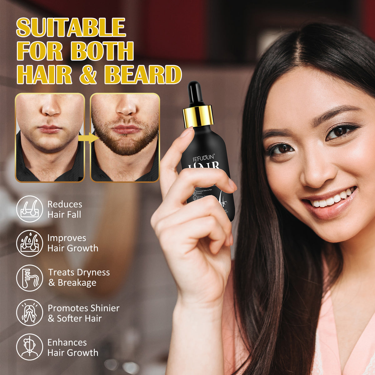 SEFUDUN Hair Growth Serum + Derma Roller Kit